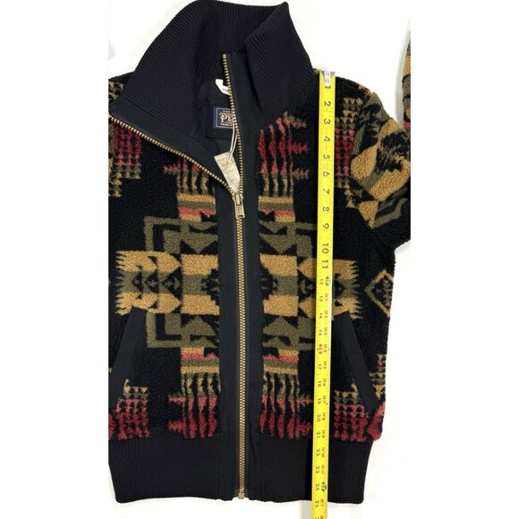 Pendleton Womens Foxglove Fleece Bomber Jacket Sz Small Southwestern Geometric - Picture 13 of 13